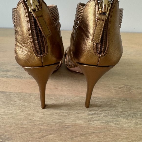 Elie Tahari Metalic Colby Strappy Sandals. (Sandals platform style). GOLD Color - Picture 7 of 8